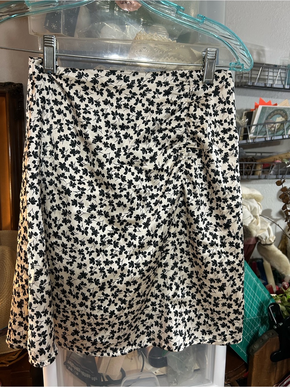 Japna Black Floral Mini Skirt on White